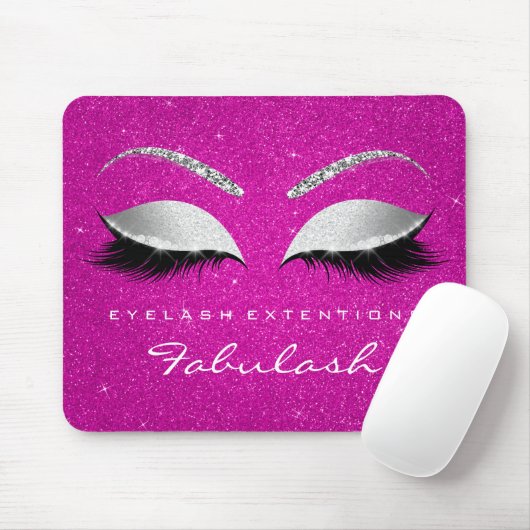 Silver Glitter Branding Beauty Hot Pink Lashes Muismat (Met muis)