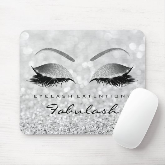 Silver Glitter Branding Beauty Studio Lashes Grey Muismat (Met muis)