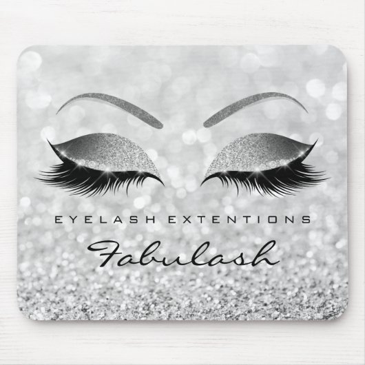 Silver Glitter Branding Beauty Studio Lashes Grey Muismat (Voorkant)
