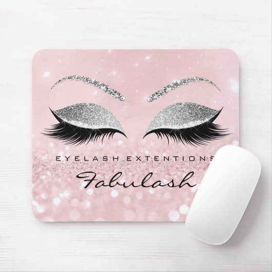 Silver Glitter Branding Beauty Studio Lashes Roze Muismat (Met muis)