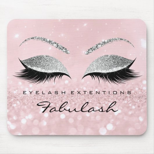 Silver Glitter Branding Beauty Studio Lashes Roze Muismat (Voorkant)