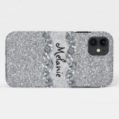 Silver Glitter Bric Brac Monogram Case-Mate iPhone Case (Achterkant (horizontaal))