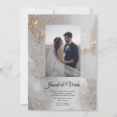 Silver Glitter Bride and Groom Wedding Invitation Kaart (Voorkant)
