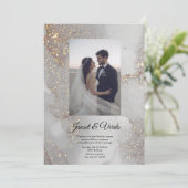 Silver Glitter Bride and Groom Wedding Invitation Kaart (Staand voorkant)