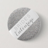 Silver glitter bride's entourage bridesmaid button (Voorkant)