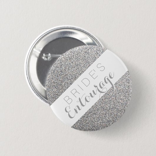 Silver glitter bride's entourage bridesmaid button (Voorkant /achterkant)