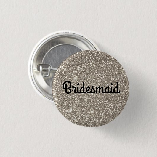 Silver Glitter Bridesmaid Ronde Button 3,2 Cm (Voorkant /achterkant)