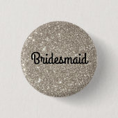 Silver Glitter Bridesmaid Ronde Button 3,2 Cm (Voorkant)