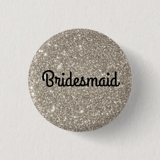Silver Glitter Bridesmaid Ronde Button 3,2 Cm