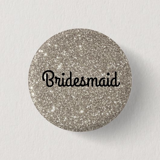 Silver Glitter Bridesmaid Ronde Button 3,2 Cm (Voorkant)