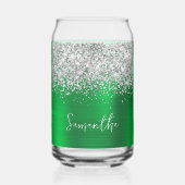Silver Glitter Bright Green Glam Naam Blikvorm Glas (Voorkant)