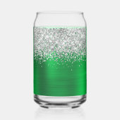 Silver Glitter Bright Green Glam Naam Blikvorm Glas (Achterkant)