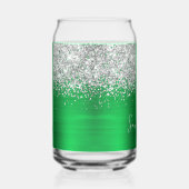 Silver Glitter Bright Green Glam Naam Blikvorm Glas (Rechts)