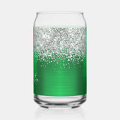 Silver Glitter Bright Green Glam Naam Blikvorm Glas (Links)