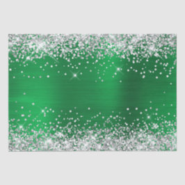 Silver Glitter Bright Green Ombre Folie Tissuepapier