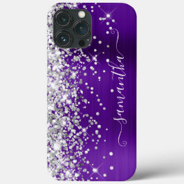 Silver Glitter Bright Paarse Girly Signature Case-Mate iPhone Case