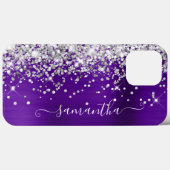 Silver Glitter Bright Paarse Girly Signature Case-Mate iPhone Case (Achterkant (horizontaal))