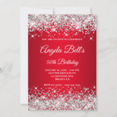 Silver Glitter Bright Red Ombre Fancy Monogram Kaart (Voorkant)