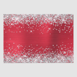 Silver Glitter Bright Red Ombre Folie Tissuepapier