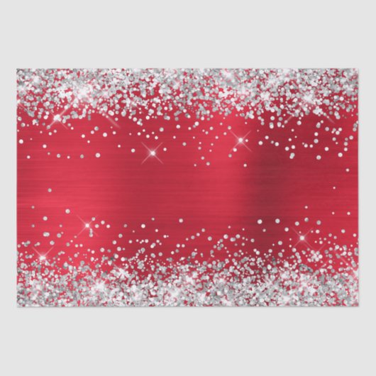 Silver Glitter Bright Red Ombre Folie Tissuepapier (Voorkant)