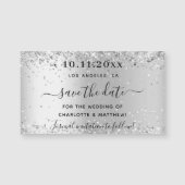 Silver glitter bruiloft behalve de date magnet (Voorkant)