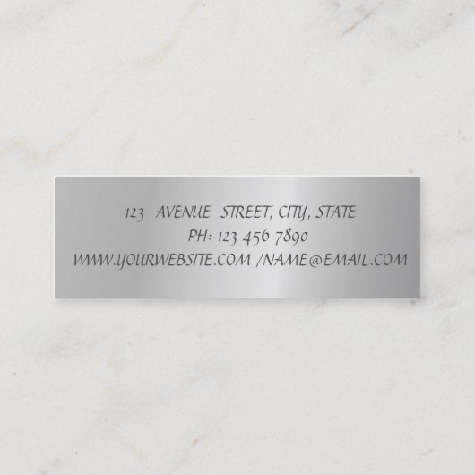 Silver Glitter Brush Stroke, Waterverf Splash Mini Visitekaartje (Achterkant)