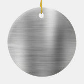 Silver Glitter Brushed Metal Monogram Name Keramisch Ornament (Achterkant)
