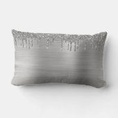 Silver Glitter Brushed Metal Monogram Name Kussen (Achterkant)