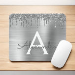 Silver Glitter Brushed Metal Monogram Name Muismat<br><div class="desc">Silver Faux Folie Metallic Sparkle Glitter Borhed Metal Monogram Name and Initiaal Mousepad (muispad). Dit maakt de perfecte liefhebbende 16 verjaardag,  bruiloft,  vrijgezellenfeest,  verjaardagsdag,  baby shower of vrijgezellenfeest voor iemand die van luxe glam en stijl houdt.</div>