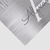 Silver Glitter Brushed Metal Monogram Name Tissuepapier (Detail)