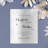 Silver glitter budget bruiloft uitnodiging