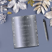 Silver glitter budget uitnodiging bruiloft rsvp flyer