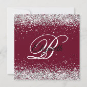 Silver Glitter Burgundy 80th Birthday Kaart (Achterkant)