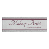 Silver Glitter Burgundy Personalized Makeup Artist Naambadge (Voorkant)