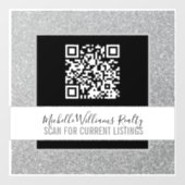 Silver Glitter Business QR Code Window Cling Raamsticker (Vel)