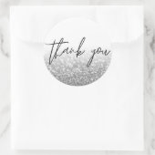 Silver Glitter Calligraphy Dank u Ronde Sticker (Tas)