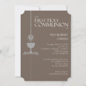 Silver Glitter Chalis First Communitation Invitati Kaart (Voorkant)