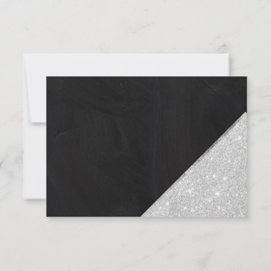 Silver glitter chalkboard script bruiloft Rsvp (Achterkant)