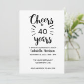 Silver Glitter Cheers tot 40th Birthday Kaart (Staand voorkant)