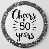 Silver Glitter Cheers tot 50 jaar Button (Voorkant)