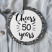 Silver Glitter Cheers tot 50 jaar Button (In situ)