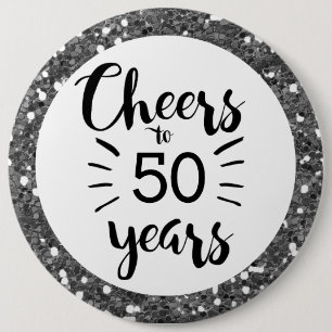 Silver Glitter Cheers tot 50 jaar Button