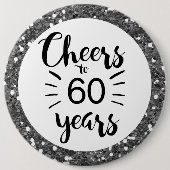 Silver Glitter Cheers tot 60 jaar Button (Voorkant)