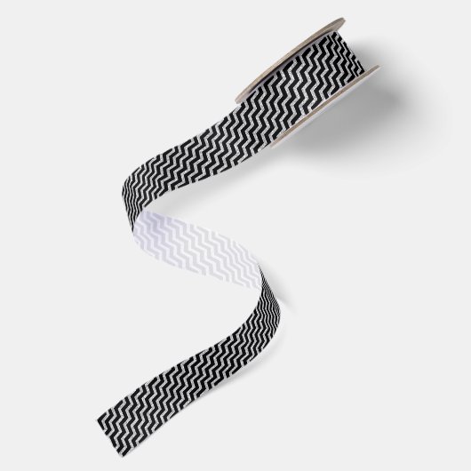 Silver Glitter Chevron Black Pattern Satijnen Lint (Achterkant)