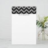 Silver Glitter Chevron Briefpapier (Staand voorkant)