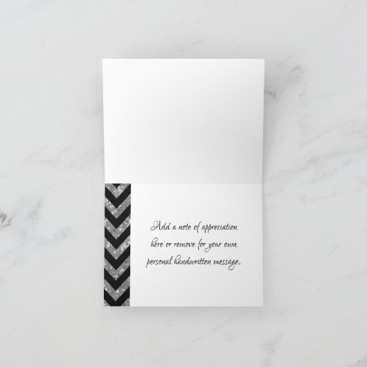 Silver Glitter Chevron Folded Hartelijk dank Bedankkaart (Binnen)