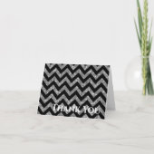 Silver Glitter Chevron Folded Hartelijk dank Bedankkaart (Voorkant)