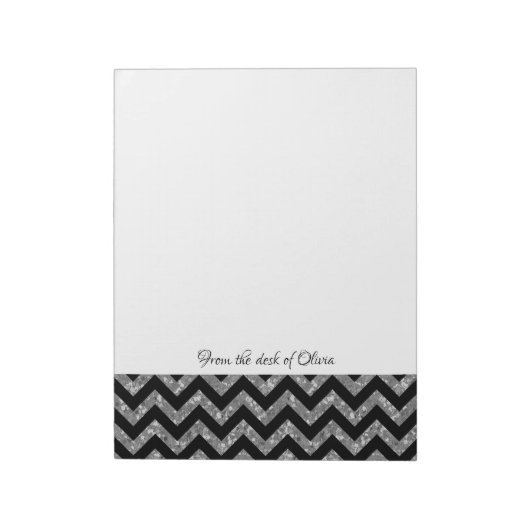 Silver Glitter Chevron Notitieblok (Linkerzijde)