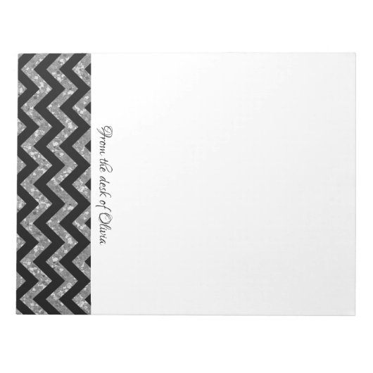 Silver Glitter Chevron Notitieblok (Voorkant)