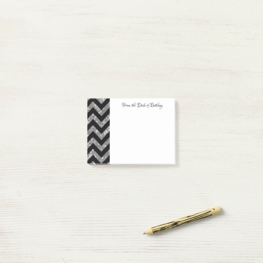 Silver Glitter Chevron opmerkingen Post-it® Notes (Op bureau)